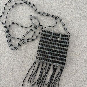 Black Beaded Fringe Crossbody Bag